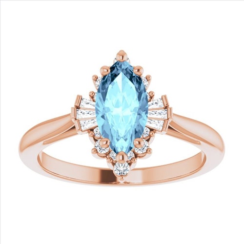 Art Deco Moissanite Engagement Ring Rose Gold Moissanite Ring | Etsy