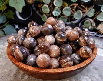 Small Black Moonstone/Sunstone Spheres from Madagascar for Crystal Healing / Meditation / Reiki / Home and Altar Decor / Gifting