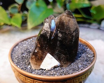 53.3g 天然スモーキークォーツクラスター 長石付き マラウイ産