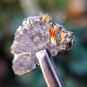 8.45ct Hematite Blade with Exposed Golden Rutile from Novo Horizonte, Bahia, Brazil / Thumbnail Size / Collection / Whaaaaaat?!