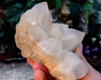 White Love Star Quartz Cascade Cluster with Fuchsite Inclusions from Ivato, Madagascar for Crystal Healing / 628g / Meditation / Collection