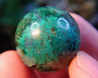 1 1/8" Malachite, Chrysocolla & Shattuckite Sphere from Kaokoveld, Namibia for Altar and Home Decor / 28.47g / Crystal Healing / Collection