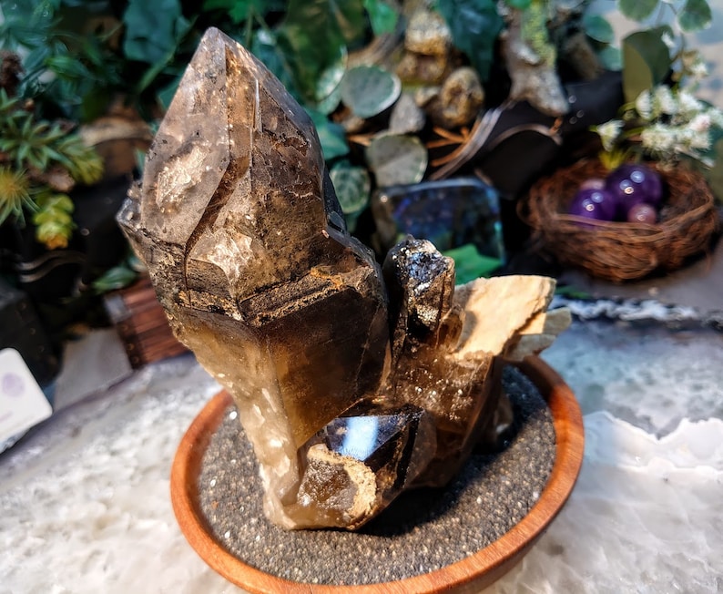 Rare Smoky Quartz Cluster with Microcline Feldspar from Świdnica County, Poland for Home Decor / 1,622g / Collection / Large Cabinet Size