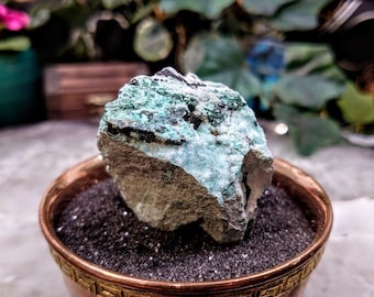 Natural Chrysocolla with Druzy on Matrix for Home Decor / 94.35g / Energy Work / Crystal Healing / Collection / Gifting for Her & Him