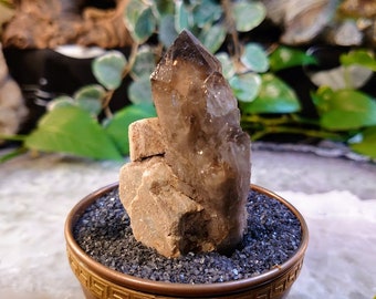 72.1g Unique Double Terminated Smoky Quartz on Feldspar from Malawi for Home and Altar Decor / Collection / Meditation