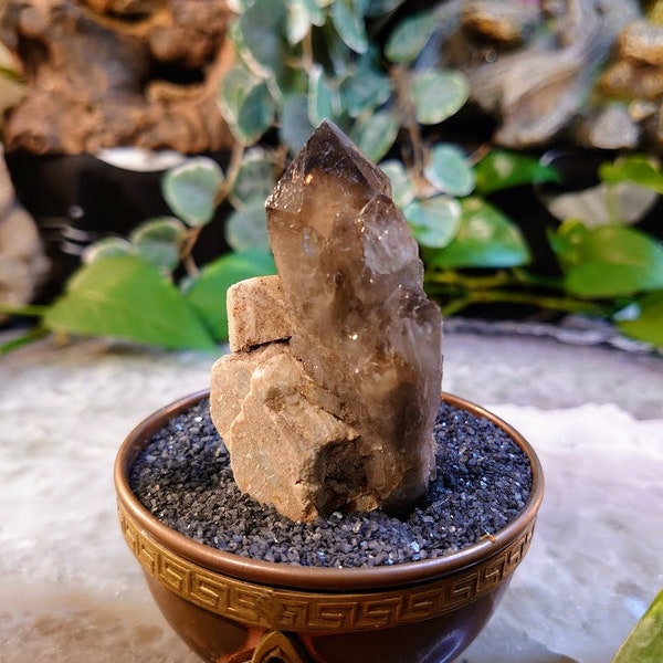 72.1g Unique Double Terminated Smoky Quartz on Feldspar from Malawi for Home and Altar Decor / Collection / Meditation