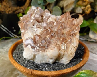 1,062g Lithium Colored Hematoid Quartz Cluster with Reddish Brown Phantoms from Zambia for Home and Altar Decor / Collection / Energy