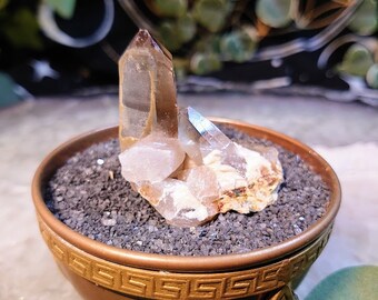 36.5g 天然スモーキークォーツクラスター 長石付き マラウイ産