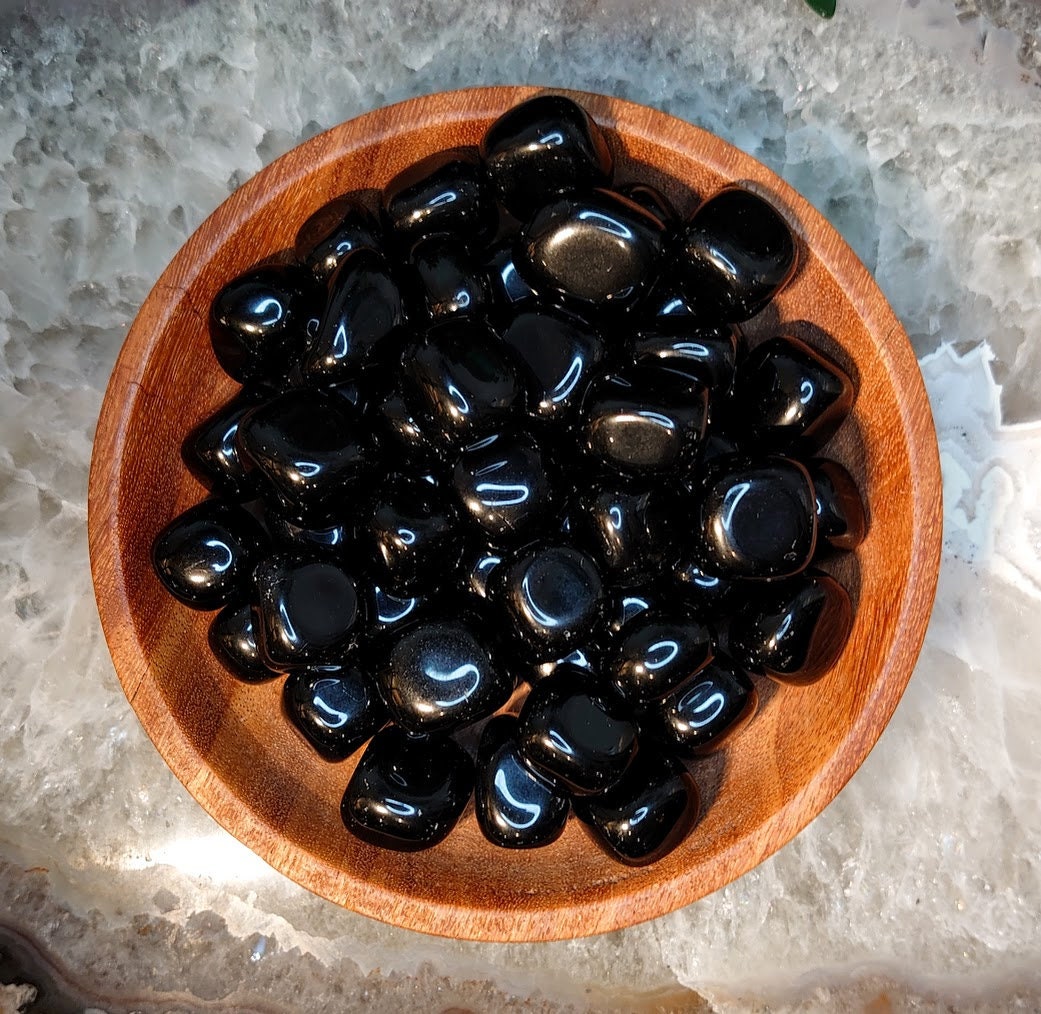 Black Obsidian Tumbled Stone From Mexico / Polished Pebbles/ for