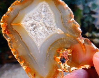 インドネシア産 4 インチ アイリス アゲート スライス 宝石の家庭