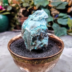 Natural Chrysocolla with Druzy on Matrix for Home Decor / 77.66g / Energy Work / Crystal Healing / Collection / Gifting for Her & Him