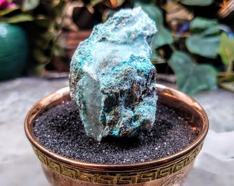 Natural Chrysocolla with Druzy on Matrix for Home Decor / 77.66g / Energy Work / Crystal Healing / Collection / Gifting for Her & Him