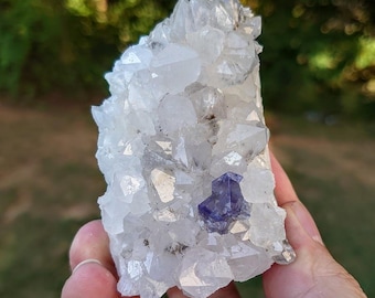 Milky Way Pocket Blue/Green Fluorite Cluster on Quartz, Diana Maria Mine, Rogerley Quarry From United Kingdom / 184g / Small Cabinet Size