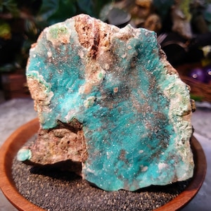 Natural Chrysocolla with Druzy on Matrix for Home and Altar Decor / 744g / Crystal Healing / Collection / Gifting for Her & Him