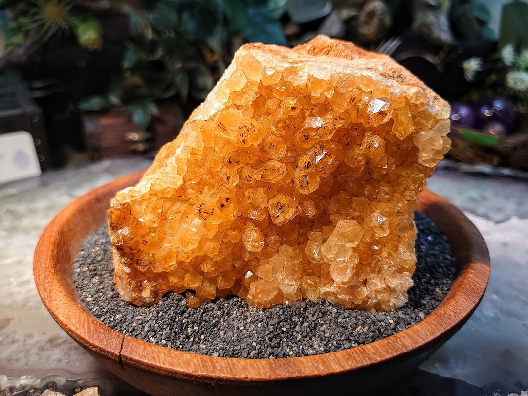 Natural Limonite Golden Healer Quartz/citrine Cluster on Limestone From