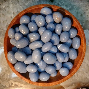 Angelite Tumbled Stones from Peru / Polished Pebble / for Crystal Healing & Grids / Meditation