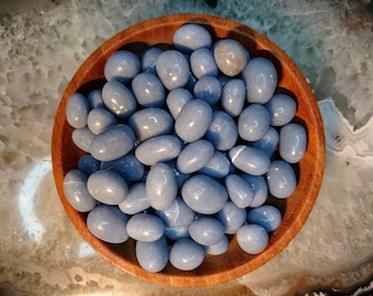 Angelite Tumbled Stones from Peru / Polished Pebble / for Crystal Healing & Grids / Meditation