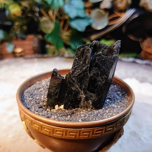 Glossy Black Aegirine Cluster with Feldspar from Malawi, Africa for Crystal Healing/ 60.1g / Home & Altar Decor / Negative Protection