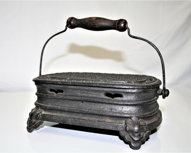 Antique French cast iron charcoal brazier foot warmer pot Etsy