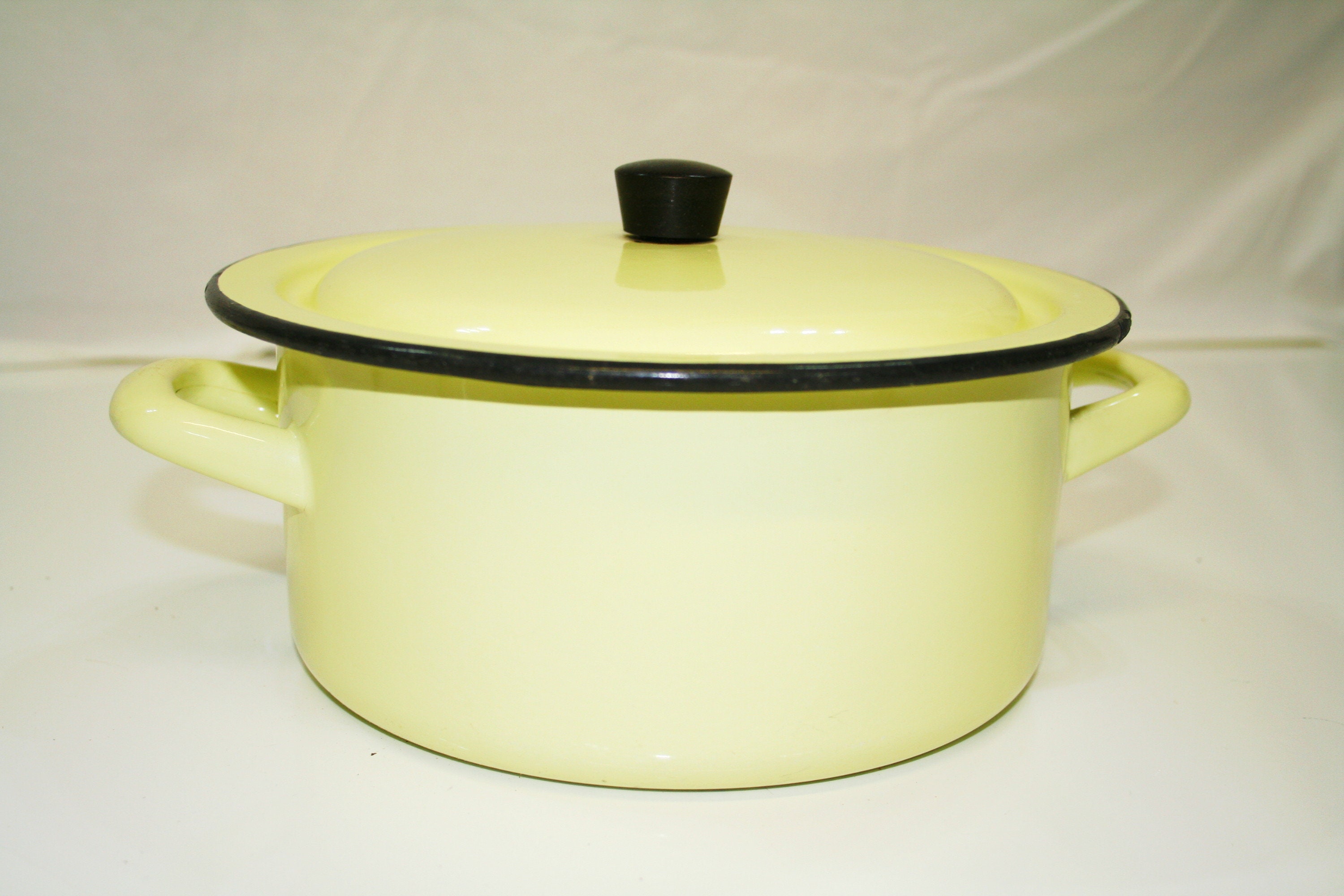 Vintage French enamel cooking pot stock pot with lid Etsy
