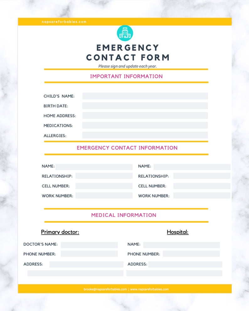 Babysitter Emergency Contact Template Free Babysitter Emergency Contact Template Free