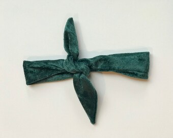 Green velvet hair scarf, head scarf, ponytail hair scarf