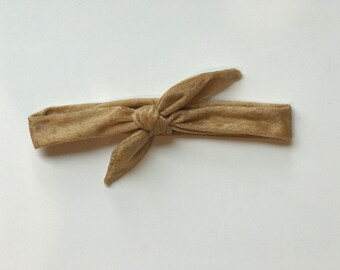 Yellow gold panne velvet hair scarf, ponytail scarf, headband