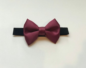 Burgundy satin boy bow tie, adjustable bow tie, baby bow tie