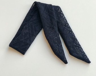 Navy blue mesh hair scarf, blue head scarf, ponytail scarf, hair tie