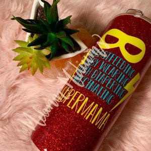 Supermama Epoxy Tumbler | Glitter Tumbler | Vinyl Decal Epoxy Tumbler