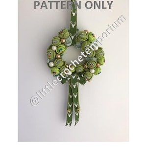 PATTERN ONLY Crochet Christmas Brussel Sprout Indoor Wreath 12” across