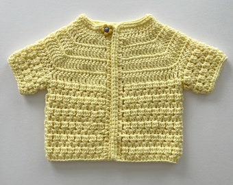 Crochet Yellow Baby Cardigan - 0-3 months