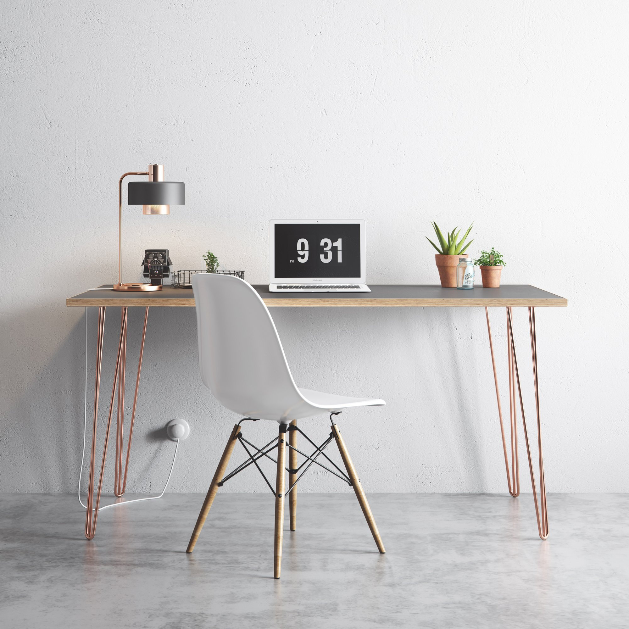 Grey Top Copper Legs Scandinavian Style Desk Etsy UK