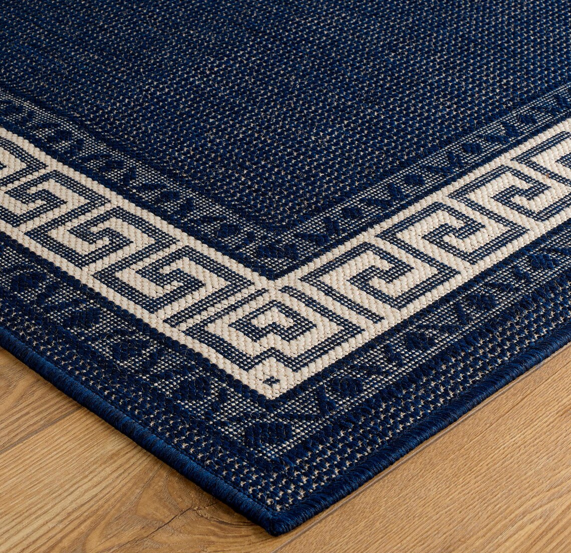 Greek Key Flatweave Blue Rug Etsy UK