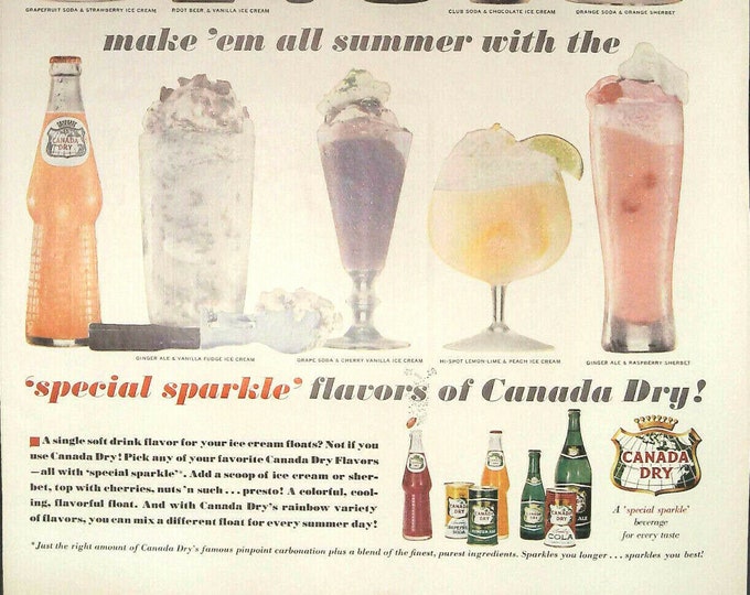 Vintage 1962 Canada Dry ice Cream Floats Unlimited Etsy