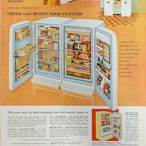 Vintage 1956 Crosley Freezer And Refridgerator Models Print Ad Advertisement