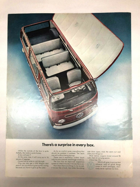1968 Volkswagon Vw Bus Station Wagon Print Ad A Suprise Etsy