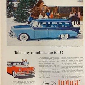 Vintage 1956 Dodge Station Wagon Lucille Ball & Desi Print Ad Advertisement