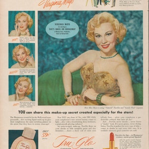 Vintage 1953 Westmore Hollywood Cosmetics Virginia Mayo Print Ad
