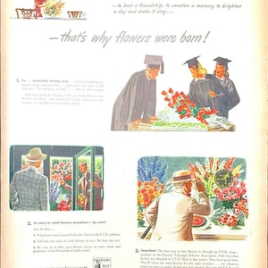 Vintage 1942 FTD Florists &quot;Why Flowers Where Born&quot; Print Ad Advertisement