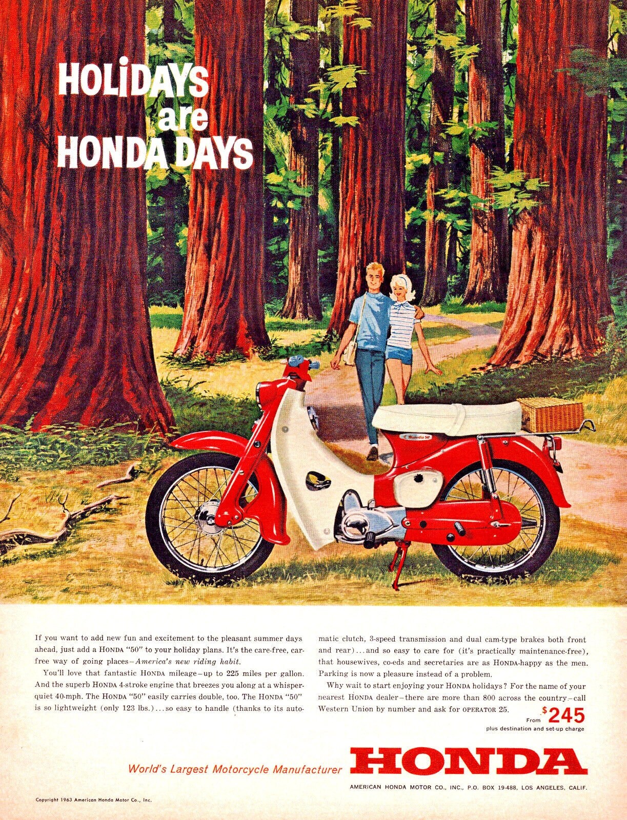 Vintage 1963 Honda 50 Motorcycle Holidays Are Honda Days