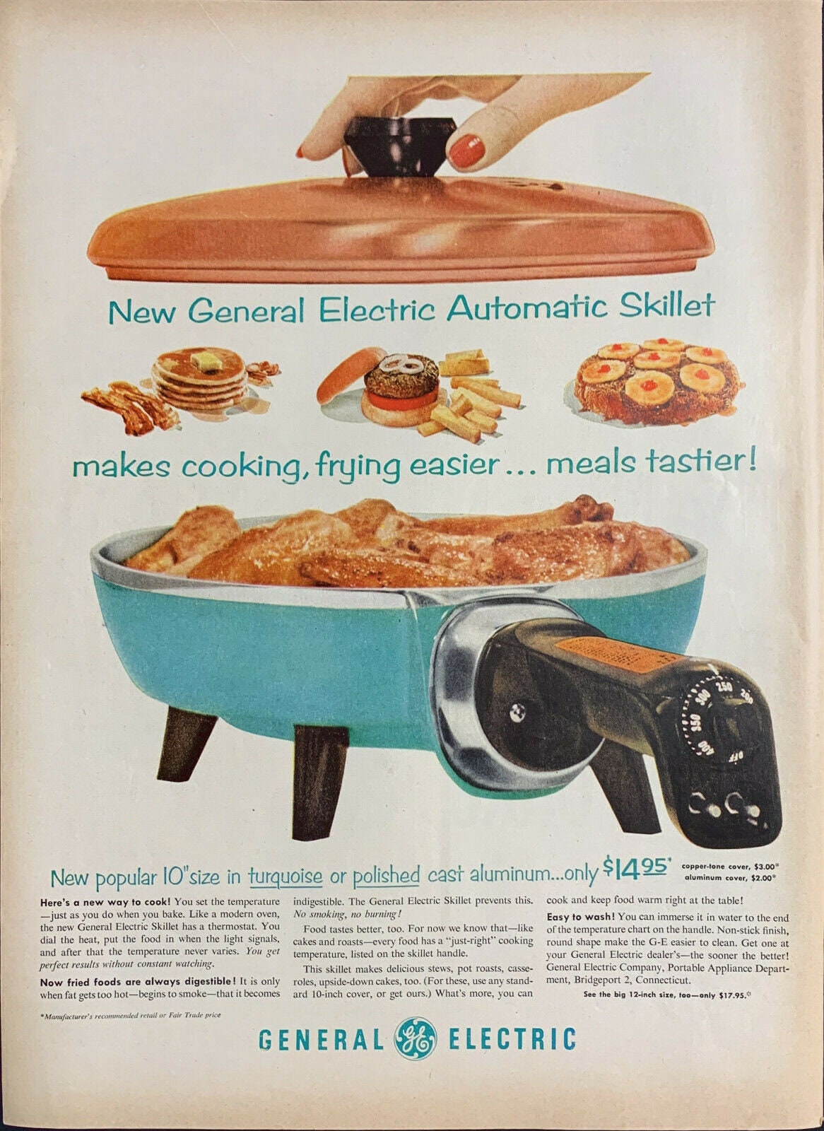 Vintage 1956 New GE Electric Automatic Skillet In Turquoise Etsy