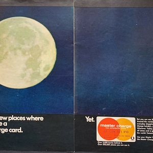 Vintage 1969 Master Charge Can&#39;t Use It On The Moon 2 PG Print Ad Advertisement