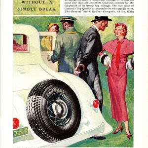 Vintage 1933 General Dual Balloon Tires Print Ad High Society Couple