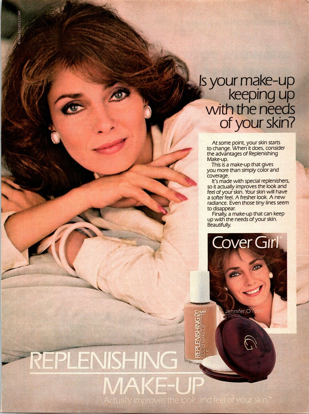 Vintage 1985 Cover Girl Make-up Jennifer O'neill Print Ad Advertisement 