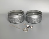 Silver with Glitter Trinket Dish Jewellery Tray Set of Two Glass Pots Upcycled Glass Jars Ring Holder H4cm W8cm