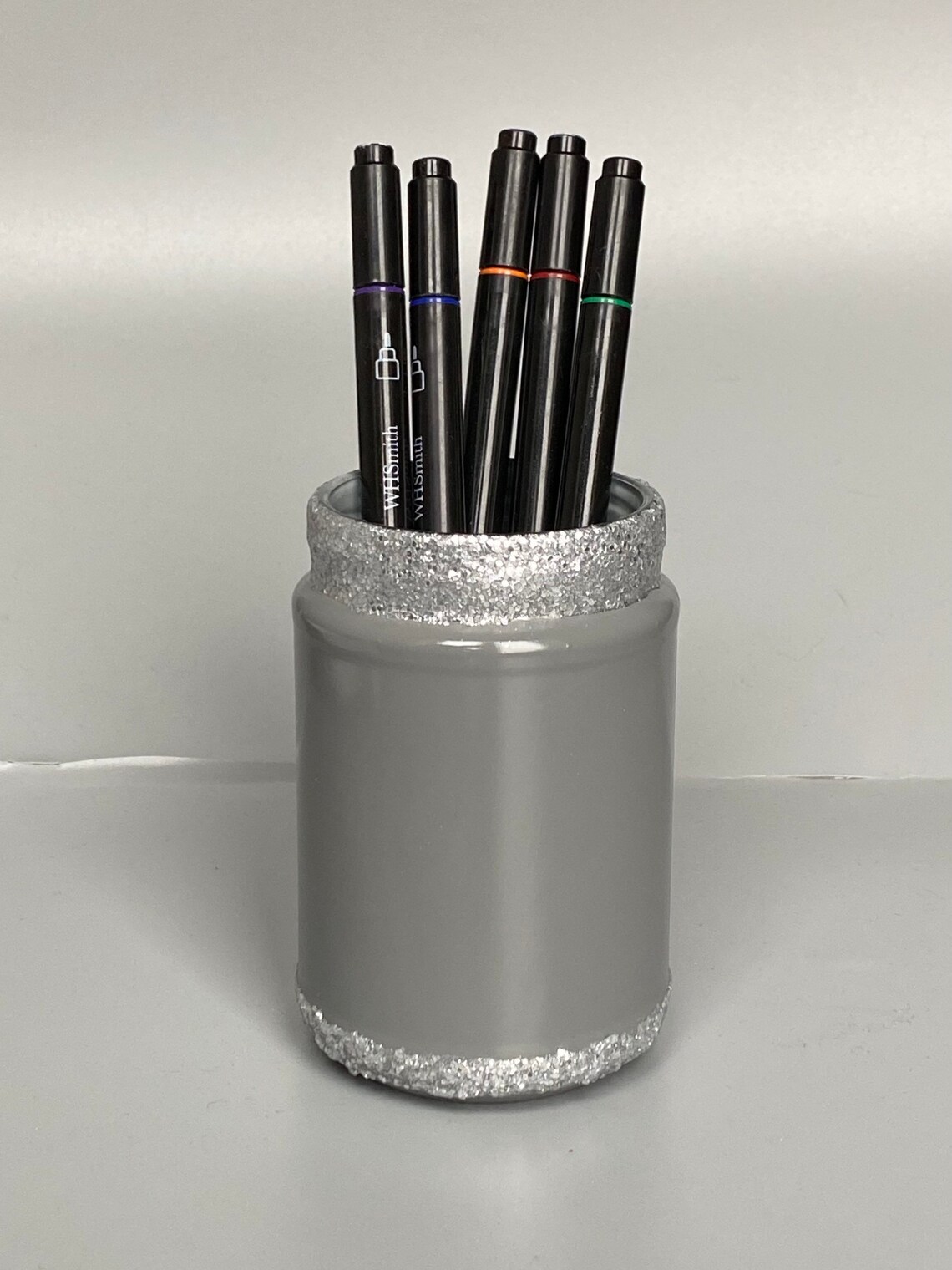 Makeup Brush Holder Upcycled Glass Vase Bathroom Accessory Etsy