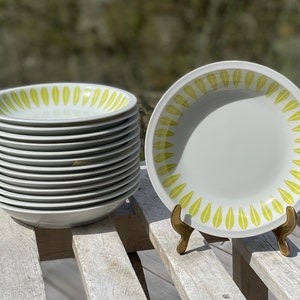 Cathrineholm Lotus zuppa/piatto fondo di porcellana Lyngby / verde lime / Grete Prytz Kittelsen / design danese / scandinavo metà secolo /