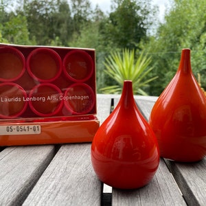 Salz & Peber Streuer + Serviettenringe von LAURIDS LØNBORG / Skandinavisches Design / Mid-Century Modern / Space Age / Orange Mid Century Modern
