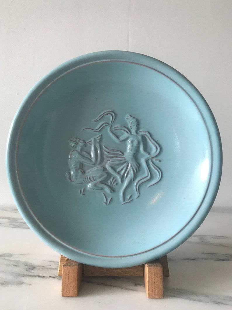 FAIRY TALE ceramic plate with mythical creatures By Michael Andersen /& Son Art deco ceramic Blue ceramic Danish Design